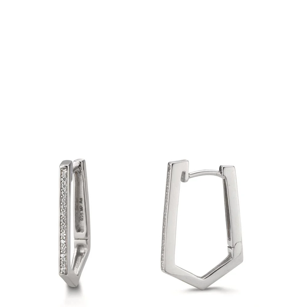 Orecchini circolari Argento Zirconia 30 pietra rodiato