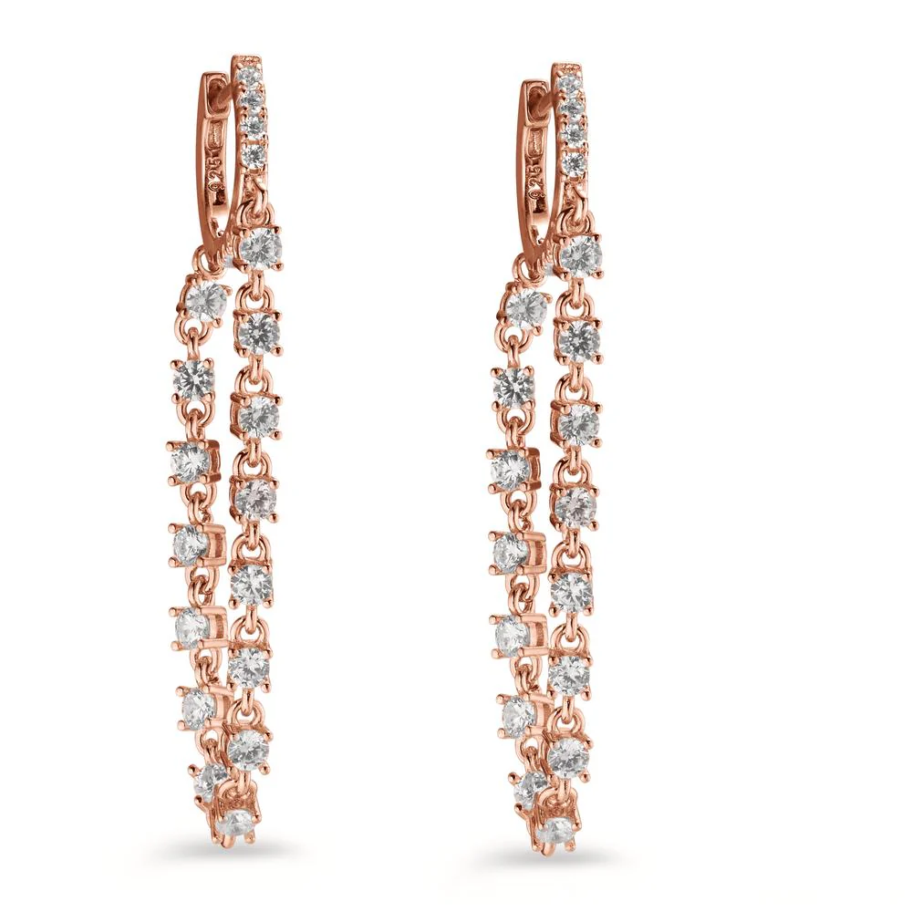 Orecchini circolari Argento Zirconia 46 pietra rosa dorato - Image 2