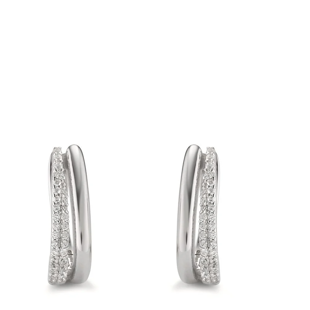 Orecchini circolari Argento Zirconia 50 pietra rodiato - Image 2