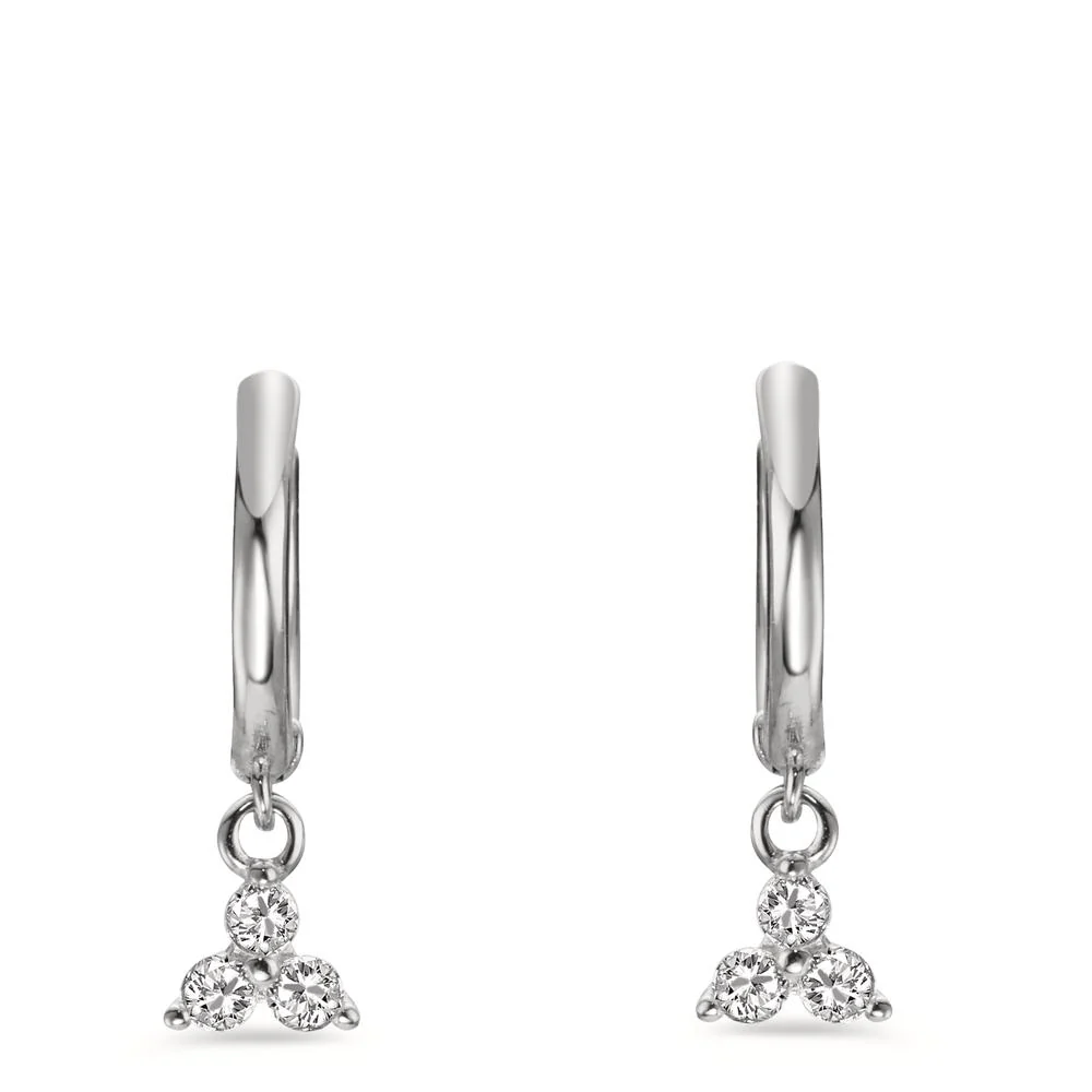 Orecchini circolari Argento Zirconia 6 pietra rodiato - Image 2