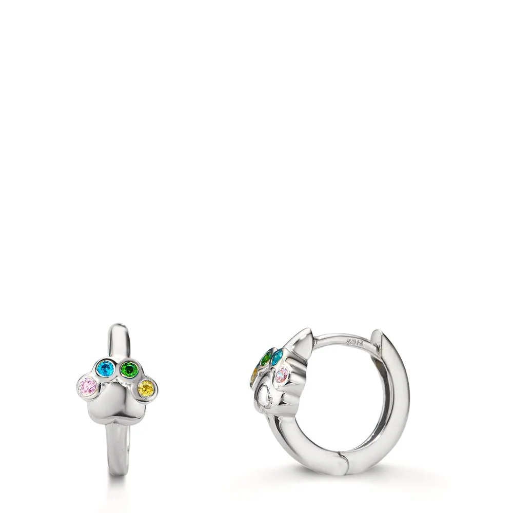 Orecchini circolari Argento Zirconia colorato, 8 pietra rodiato Zampa