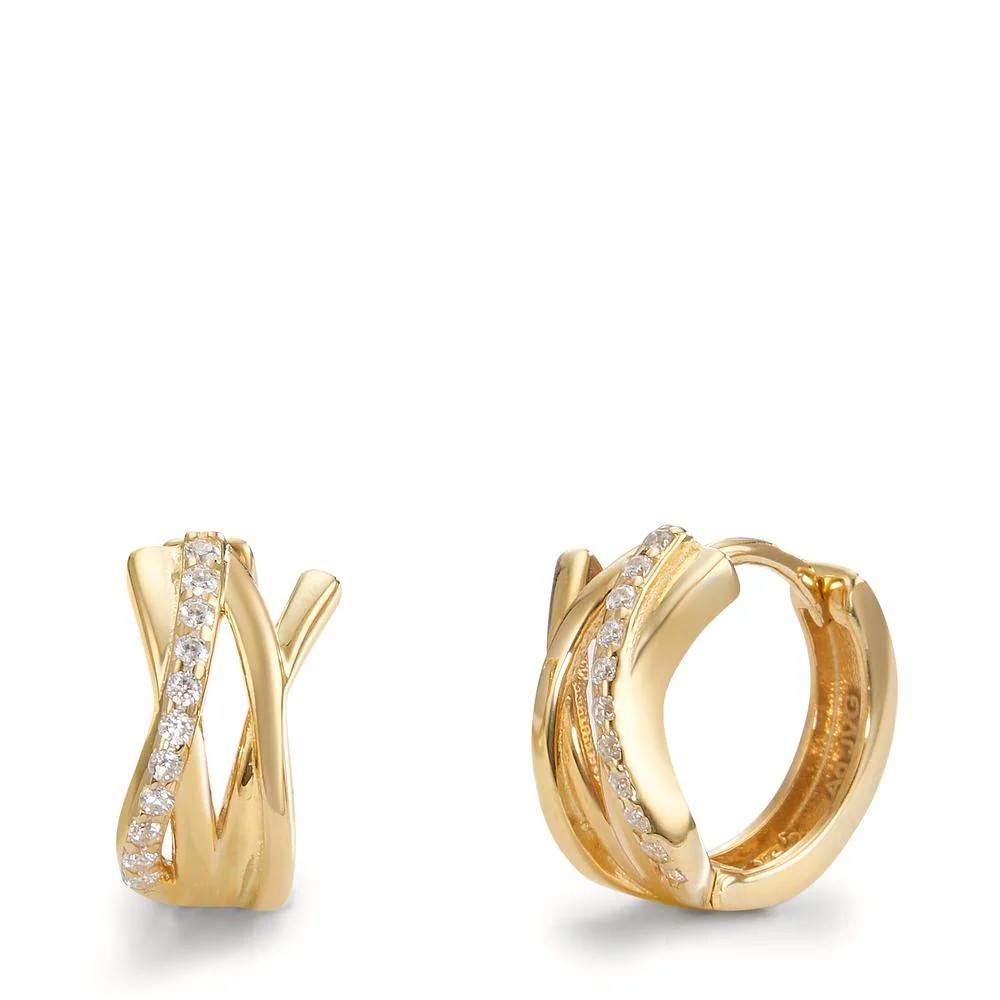 Orecchini circolari Argento Zirconia giallo dorato