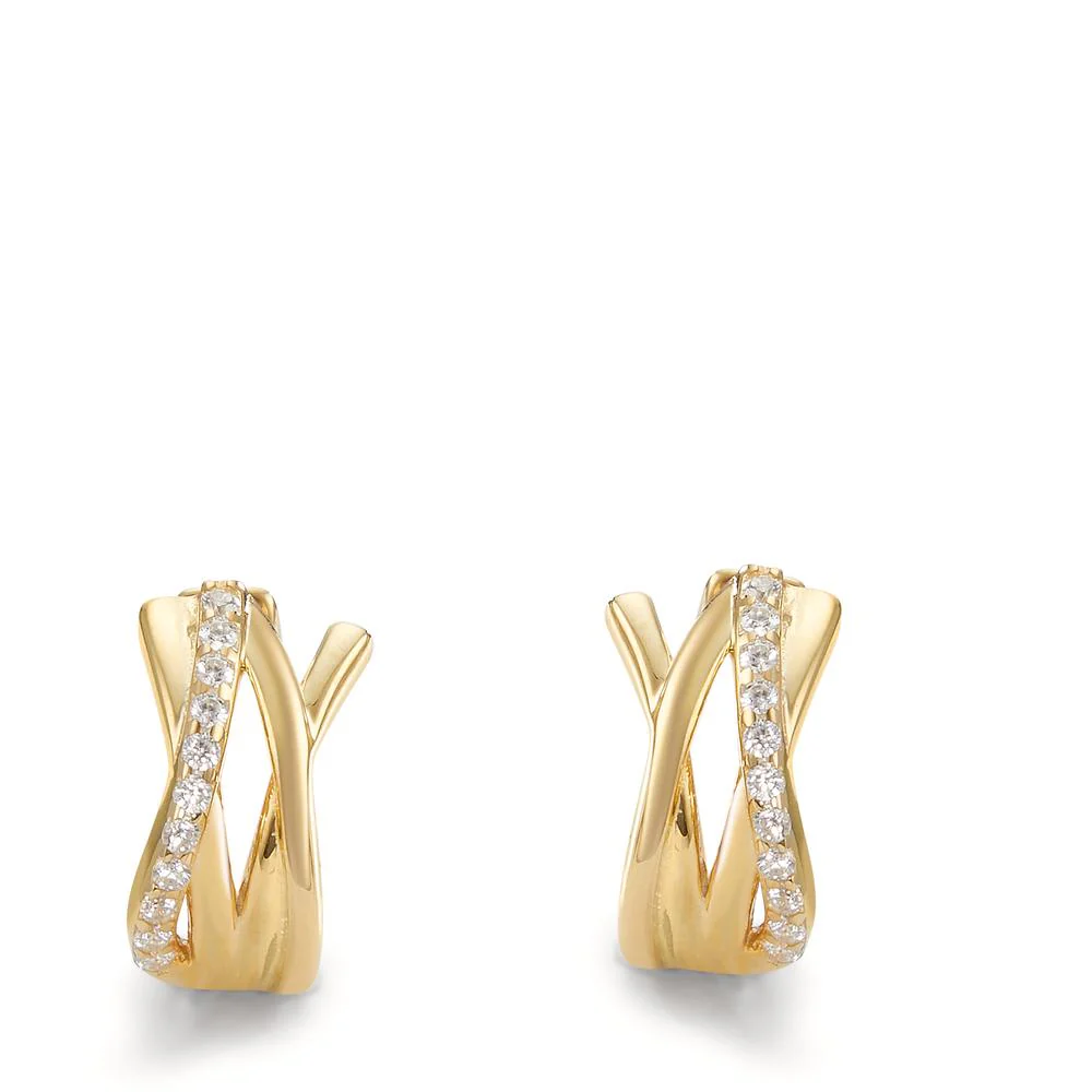 Orecchini circolari Argento Zirconia giallo dorato - Image 2