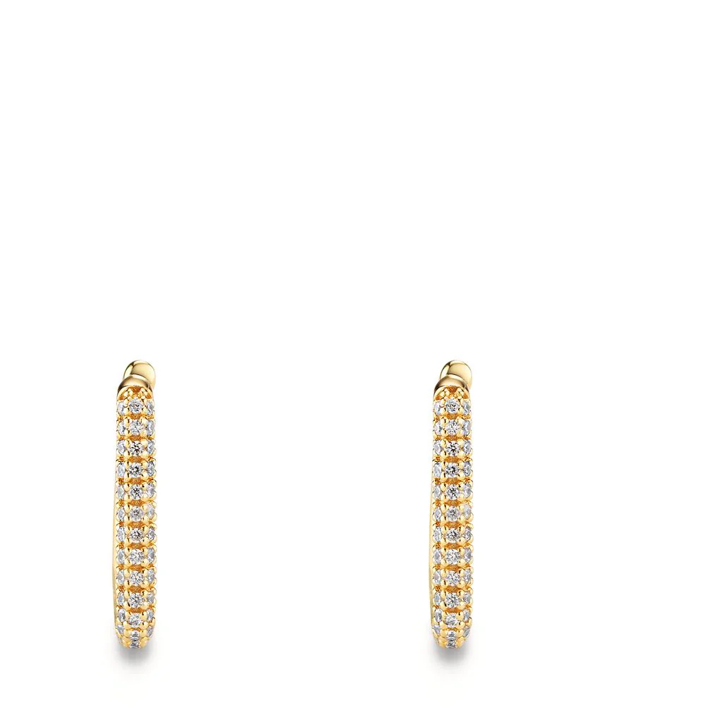 Orecchini circolari Argento Zirconia giallo dorato - Image 2