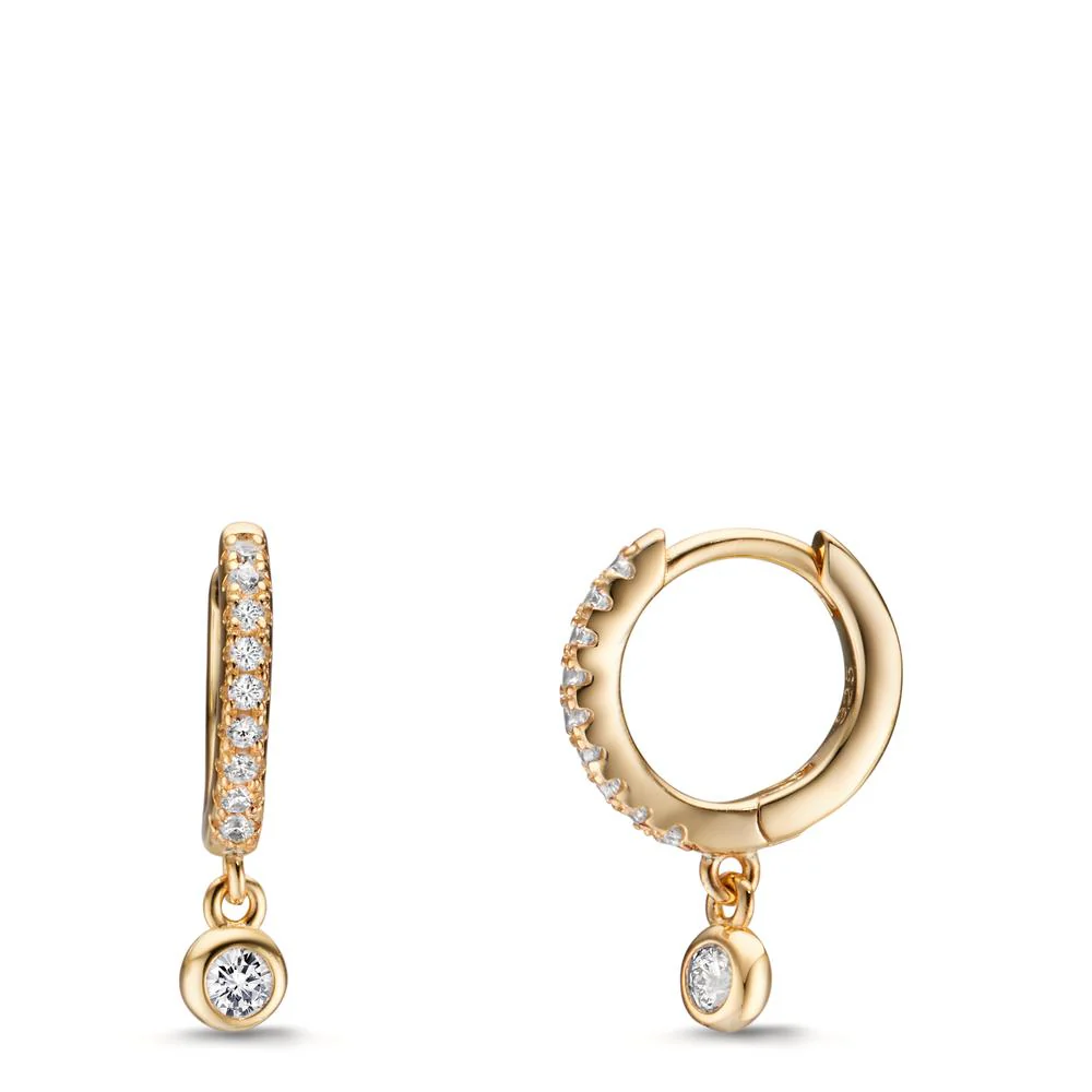 Orecchini circolari Argento Zirconia giallo dorato