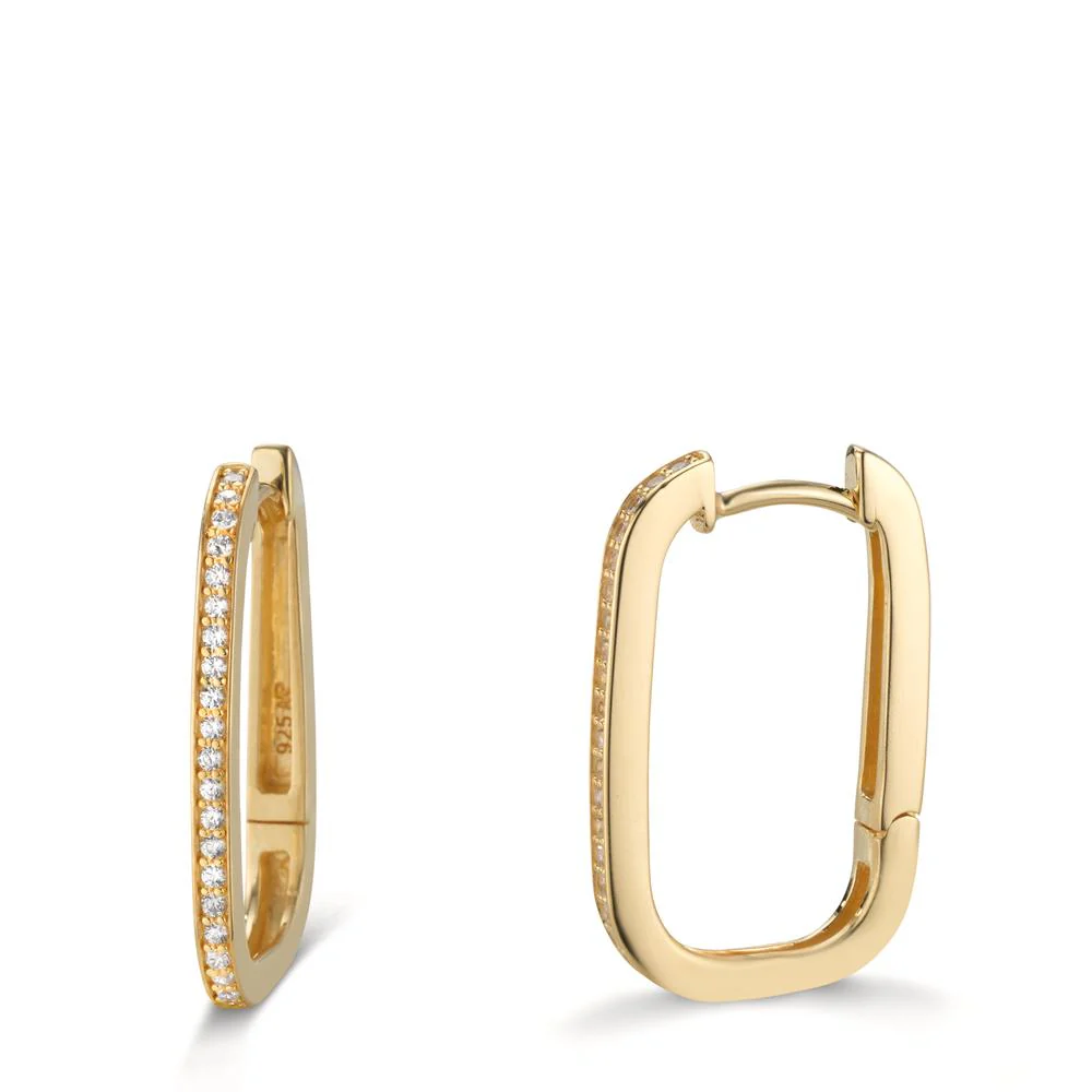 Orecchini circolari Argento Zirconia giallo dorato