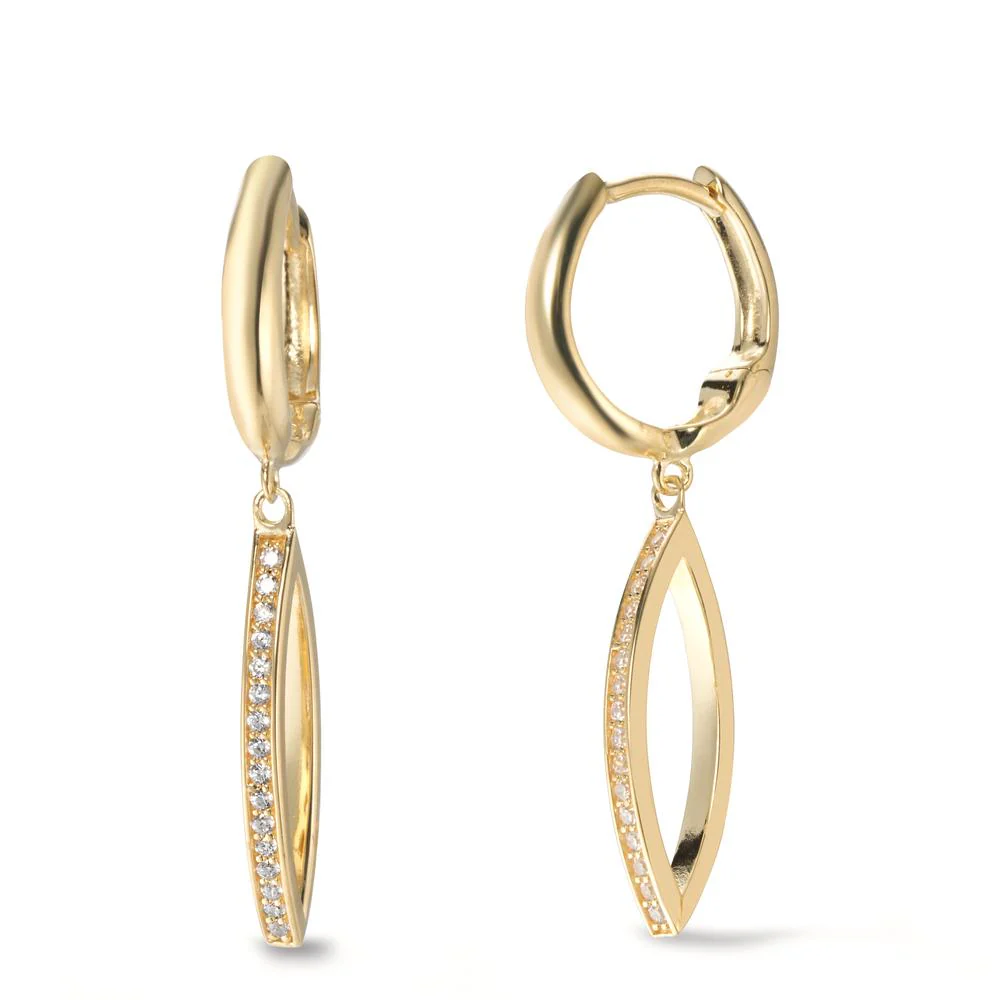 Orecchini circolari Argento Zirconia giallo dorato
