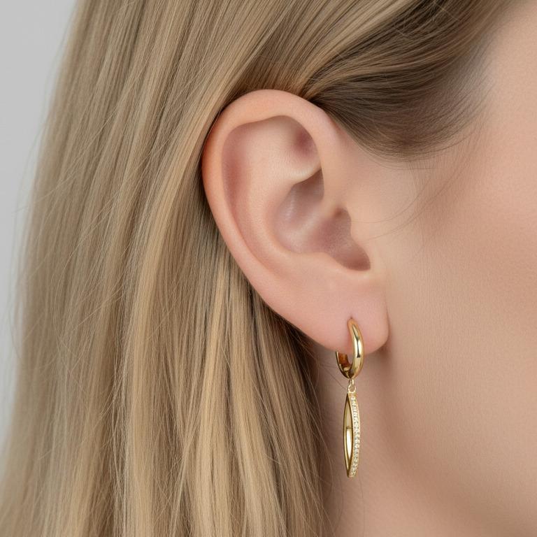 Orecchini circolari Argento Zirconia giallo dorato - Image 2