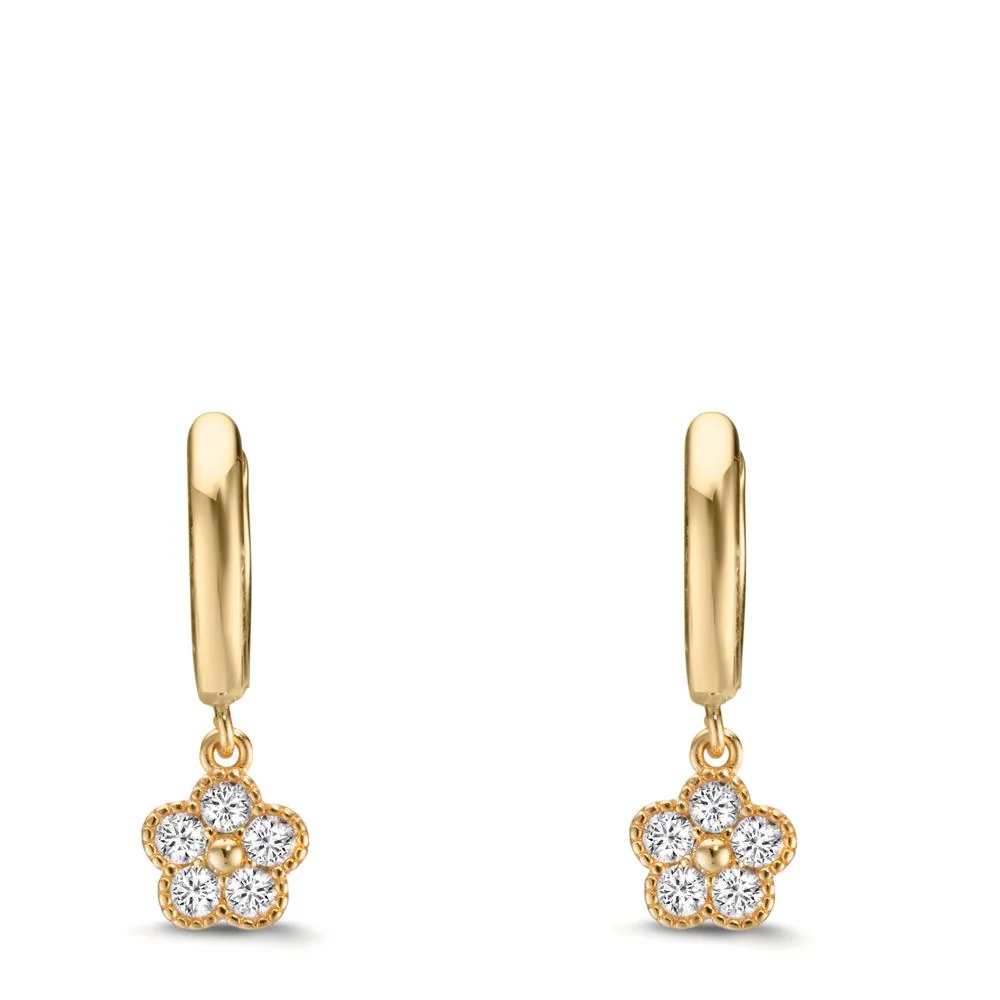 Orecchini circolari Argento Zirconia giallo dorato Fiore - Image 2