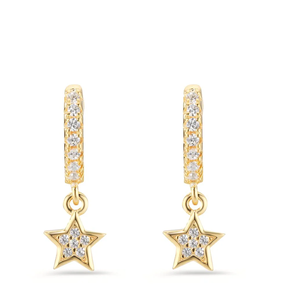 Orecchini circolari Argento Zirconia giallo dorato Stella - Image 2