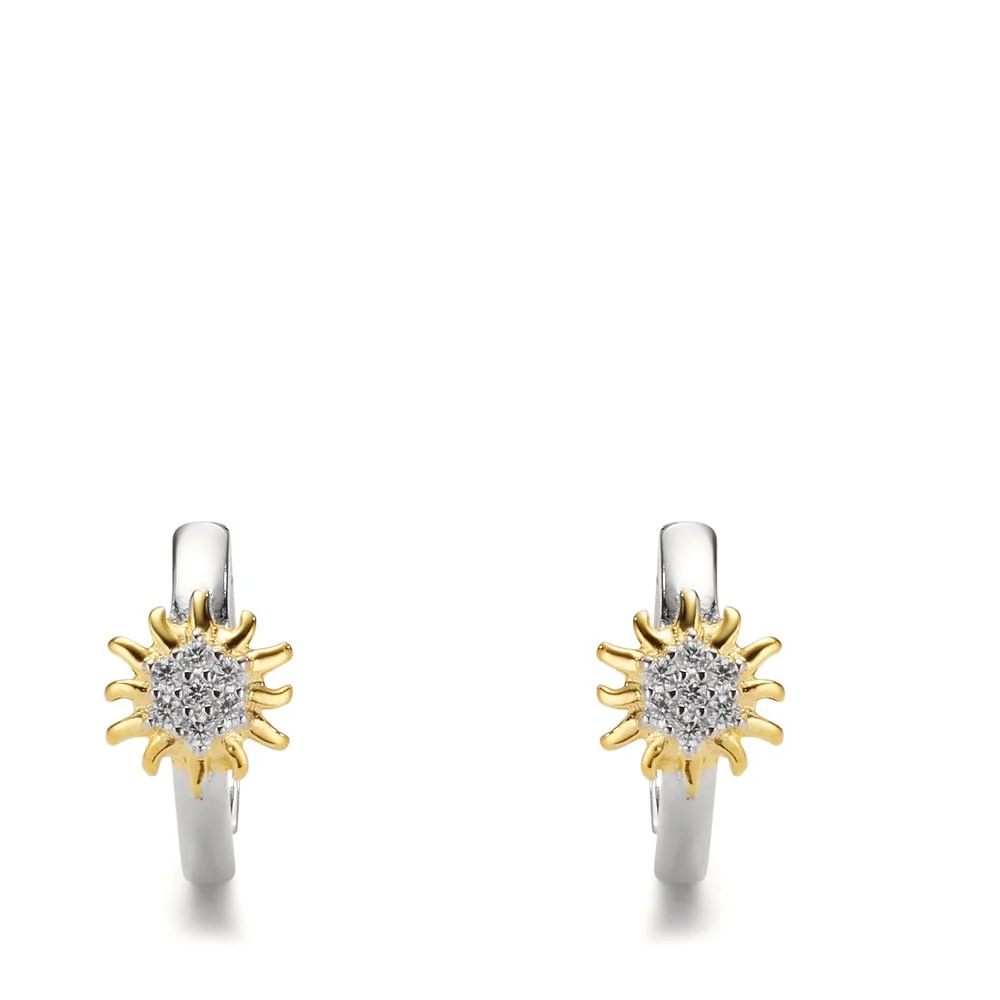Orecchini circolari Argento Zirconia giallo rodiato Stella alpina - Image 2