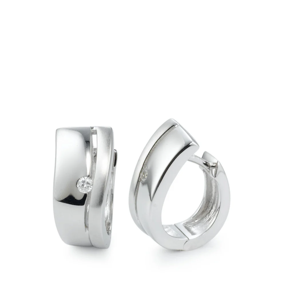 Orecchini circolari Argento Zirconia rodiato