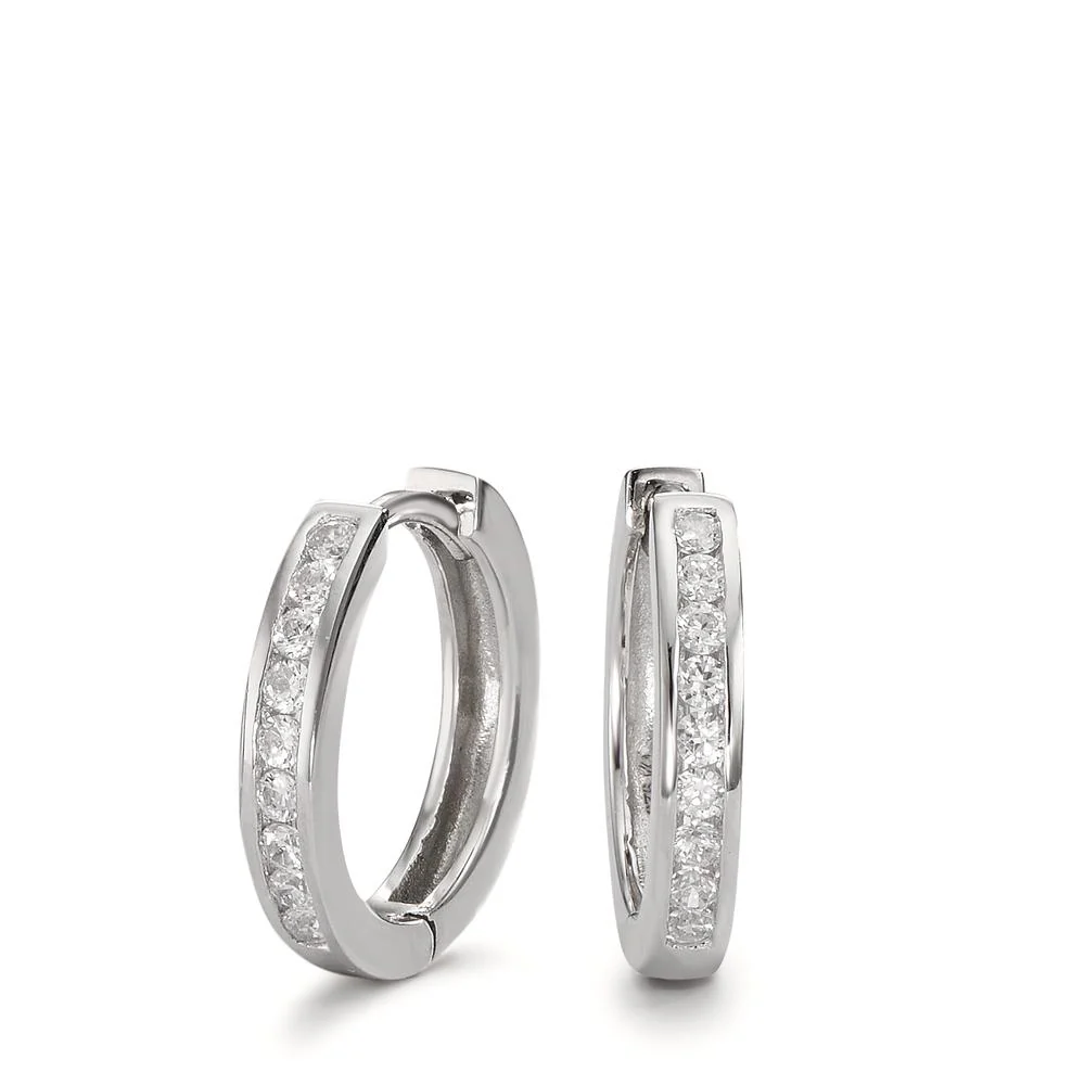 Orecchini circolari Argento Zirconia rodiato - Image 3