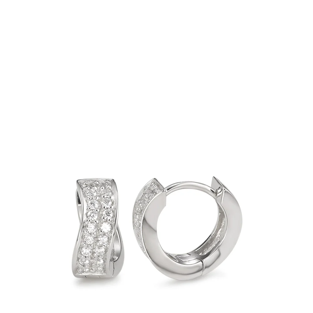 Orecchini circolari Argento Zirconia rodiato