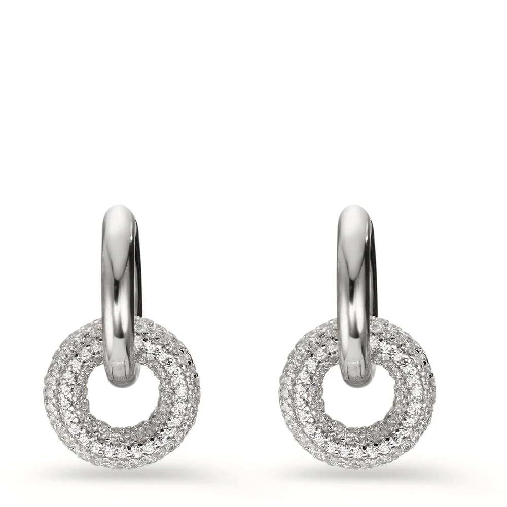 Orecchini circolari Argento Zirconia rodiato - Image 2