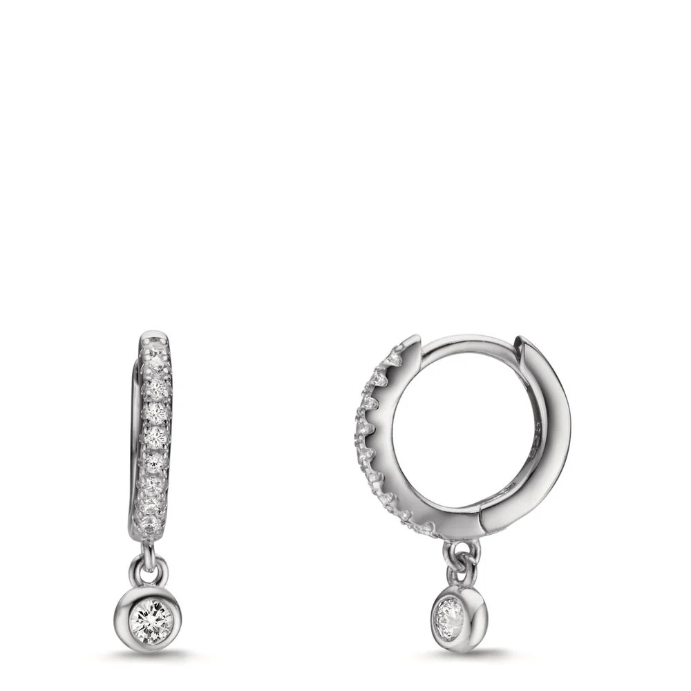 Orecchini circolari Argento Zirconia rodiato