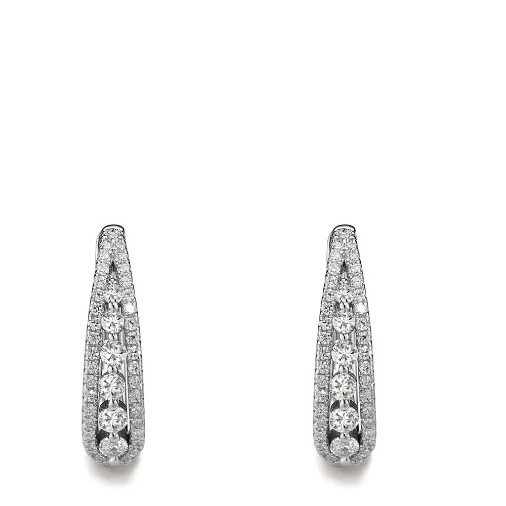 Orecchini circolari Argento Zirconia rodiato - Image 2