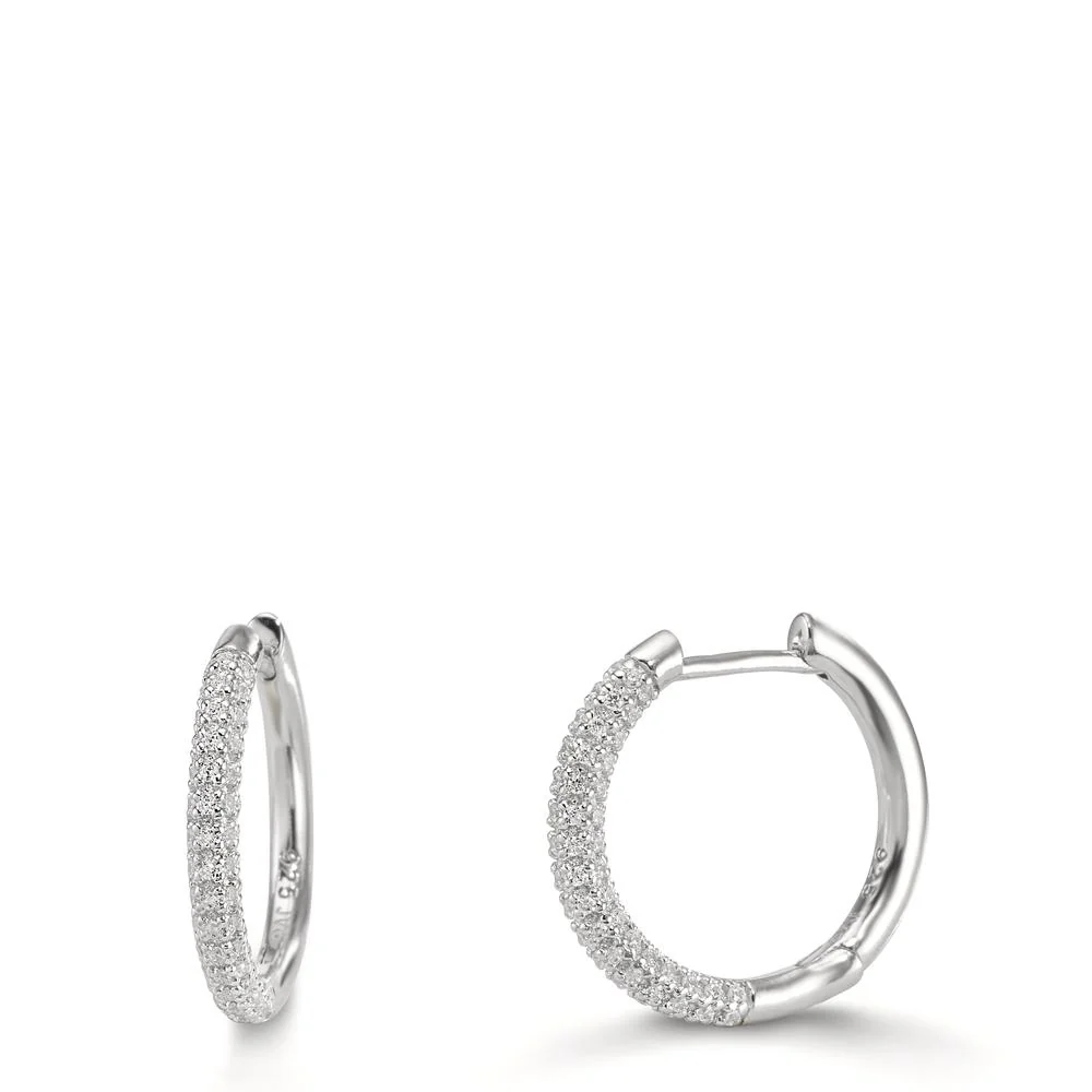 Orecchini circolari Argento Zirconia rodiato