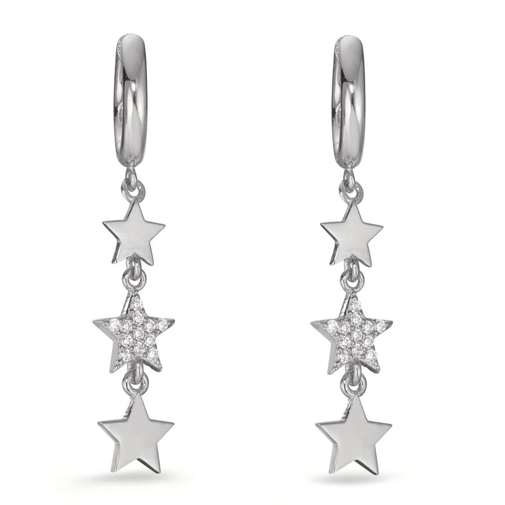 Orecchini circolari Argento Zirconia rodiato Stella - Image 2