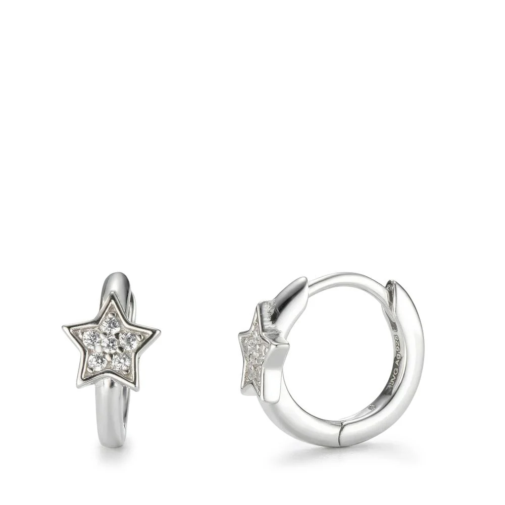 Orecchini circolari Argento Zirconia rodiato Stella
