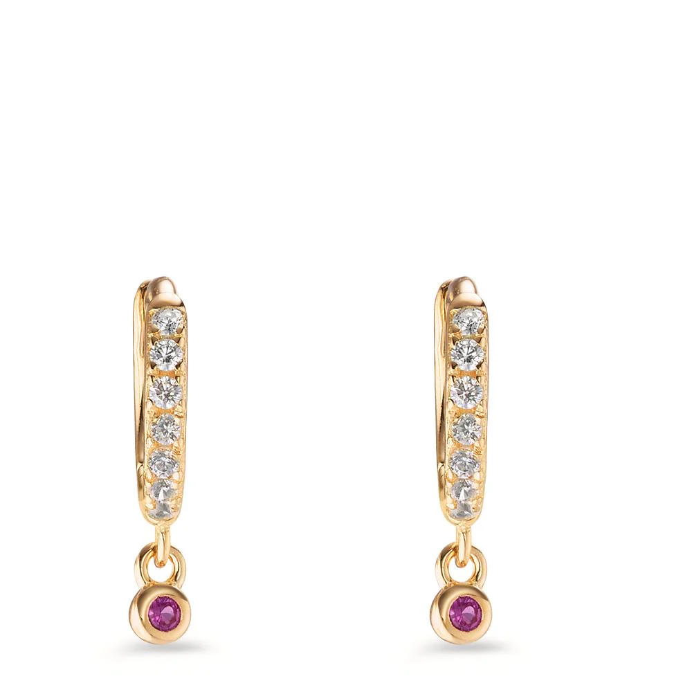 Orecchini circolari Argento Zirconia rosa, 16 pietra giallo dorato - Image 2