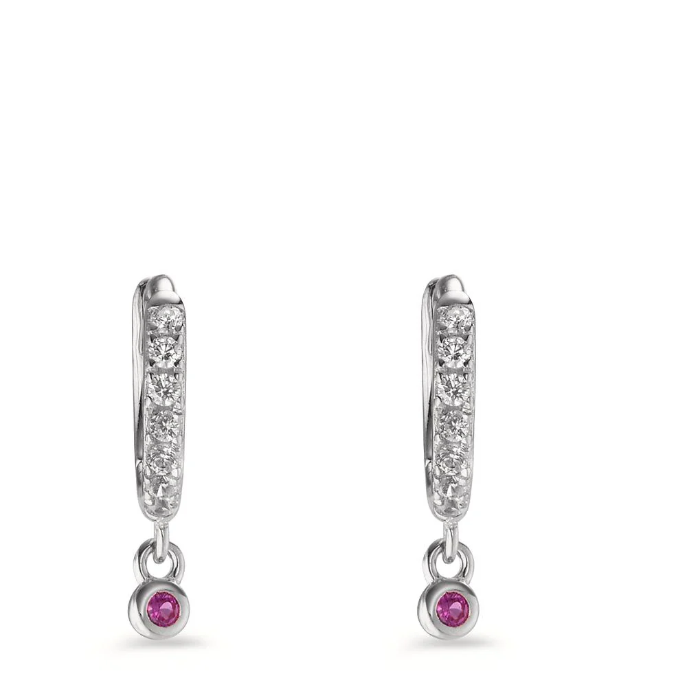Orecchini circolari Argento Zirconia rosa, 16 pietra rodiato - Image 2