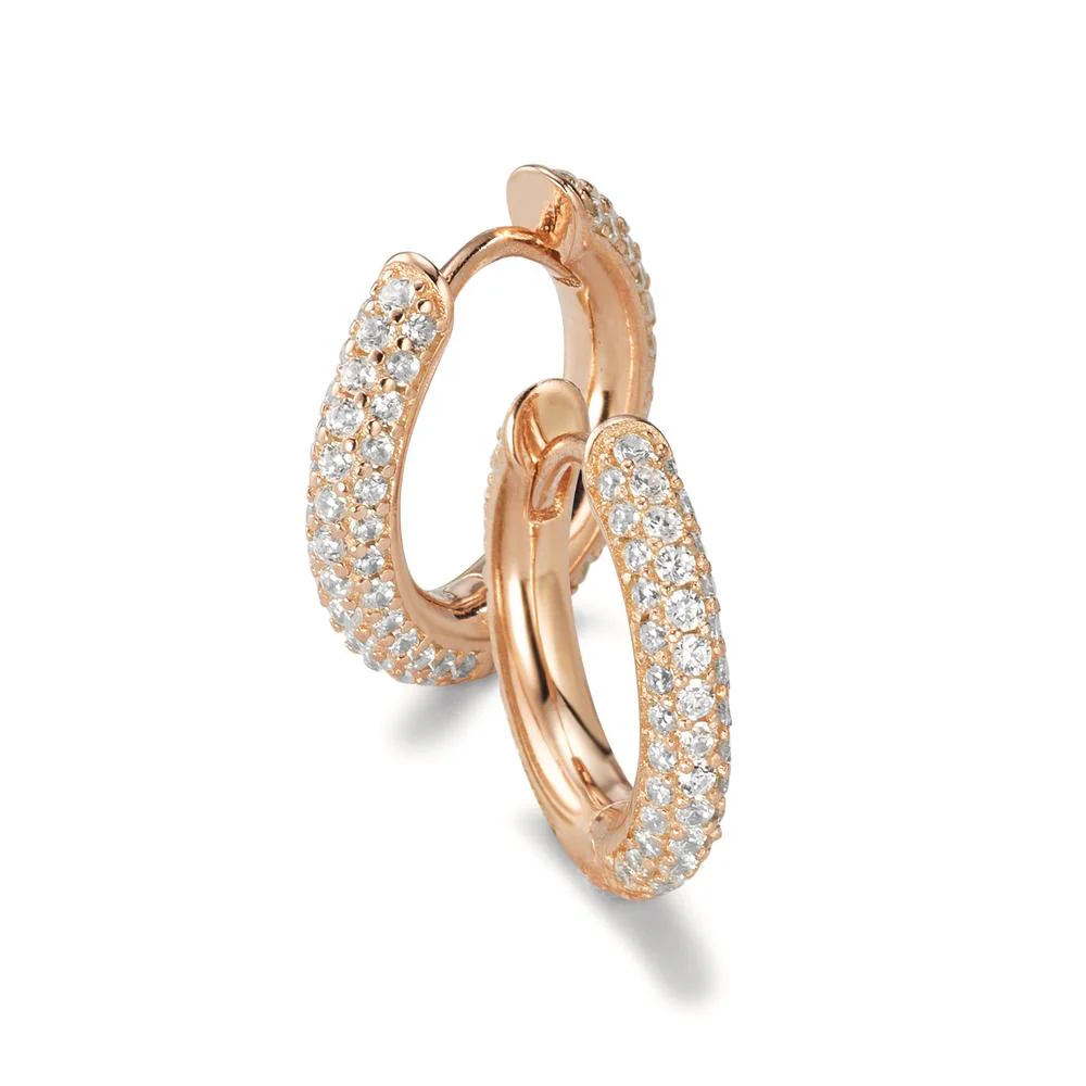 Orecchini circolari Argento Zirconia rosa dorato - Image 3