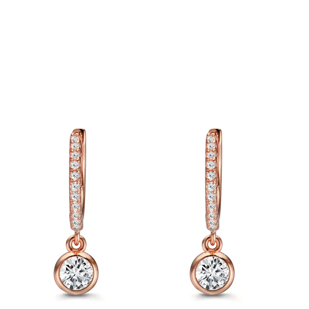 Orecchini circolari Argento Zirconia rosa dorato - Image 2