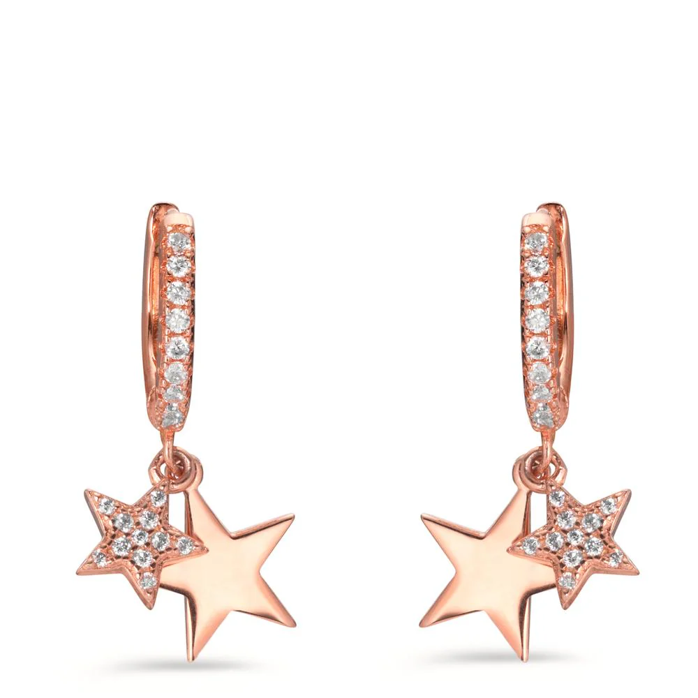 Orecchini circolari Argento Zirconia rosa dorato Stella - Image 2