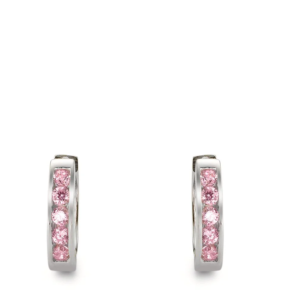 Orecchini circolari Argento Zirconia rosa rodiato - Image 2