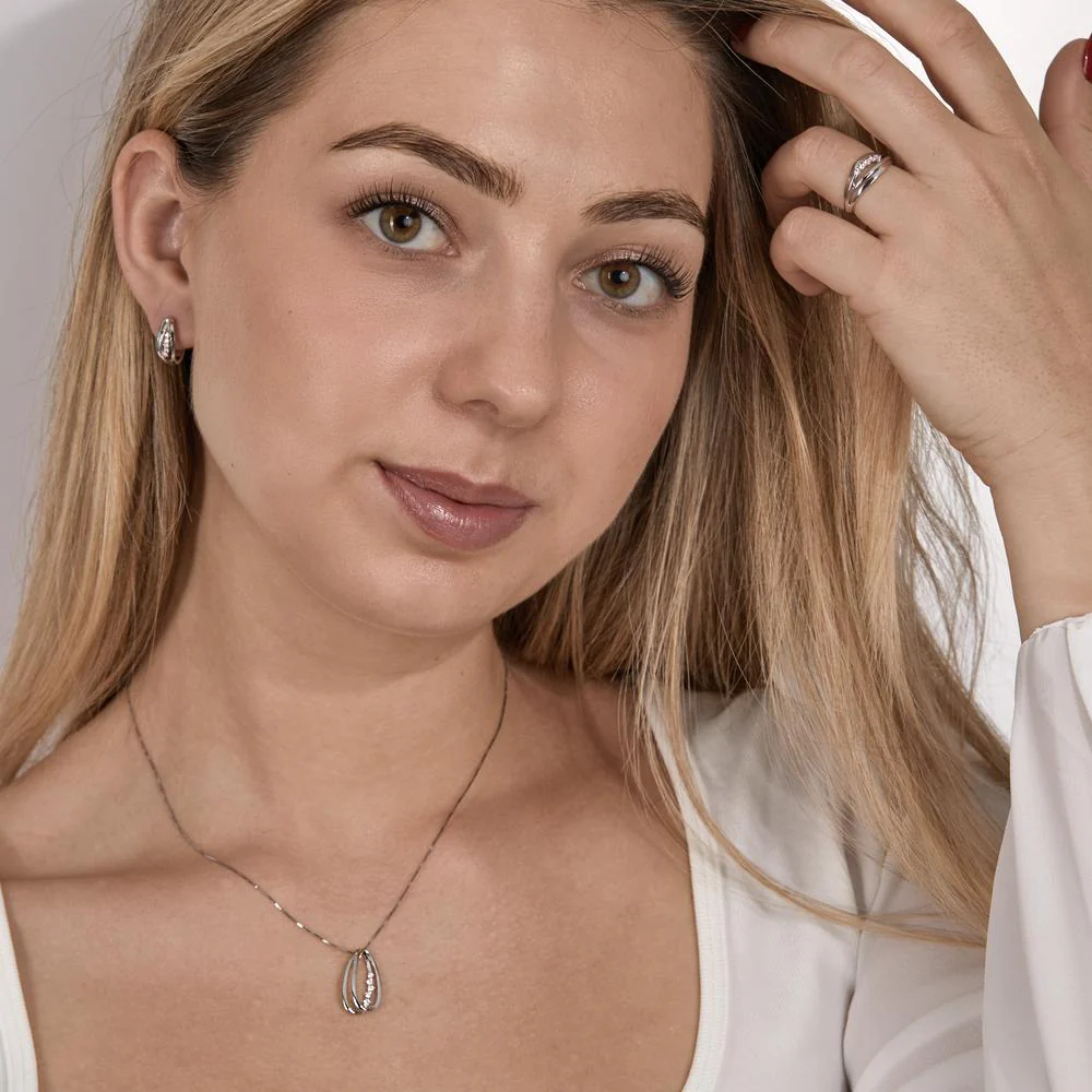 Ciondolo Oro bianco 375/9K Zirconia 5 pietra - Image 3