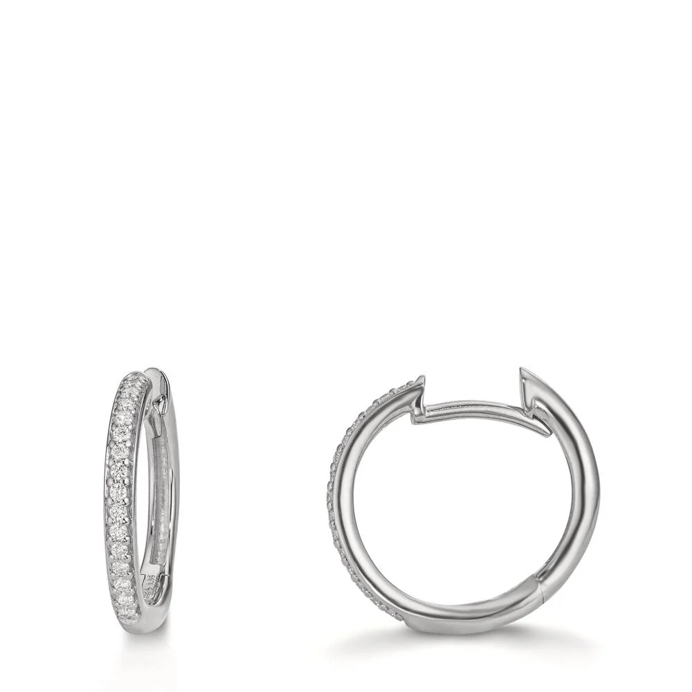 Orecchini circolari Oro bianco 585/14 kt Diamante 0.10 ct, w-si