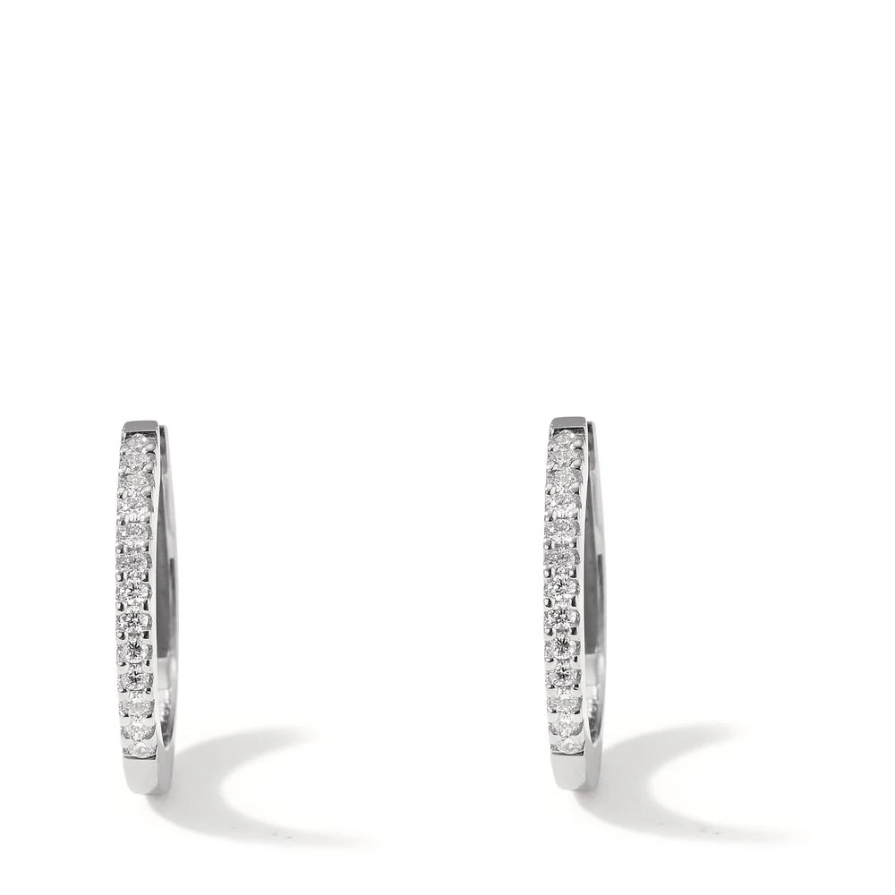 Orecchini circolari Oro bianco 750/18 carati Diamante 0.125 ct, 26 pietra, w-si - Image 2