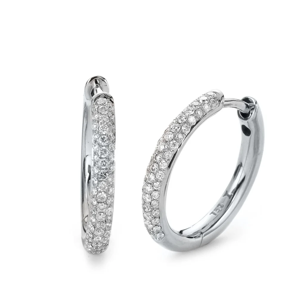 Orecchini circolari Oro bianco 750/18 carati Diamante 0.36 ct, 104 pietra, si