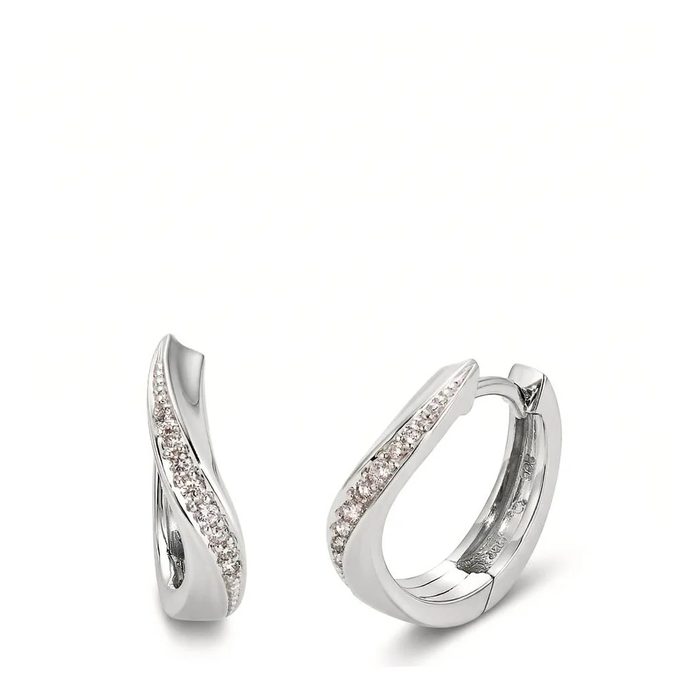 Orecchini circolari Oro bianco 750/18 carati Diamante bianco, 0.08 ct, 16 pietra, [Brillant], w-si