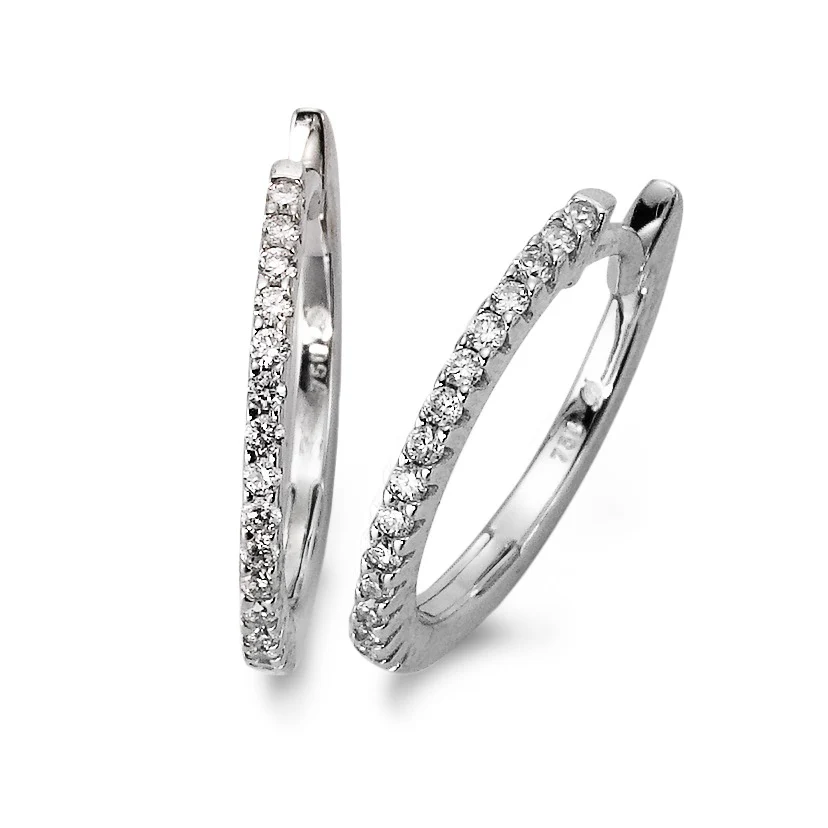 Orecchini circolari Oro bianco 750/18 carati Diamante bianco, 0.22 ct, 32 pietra, [Brillant], w-si