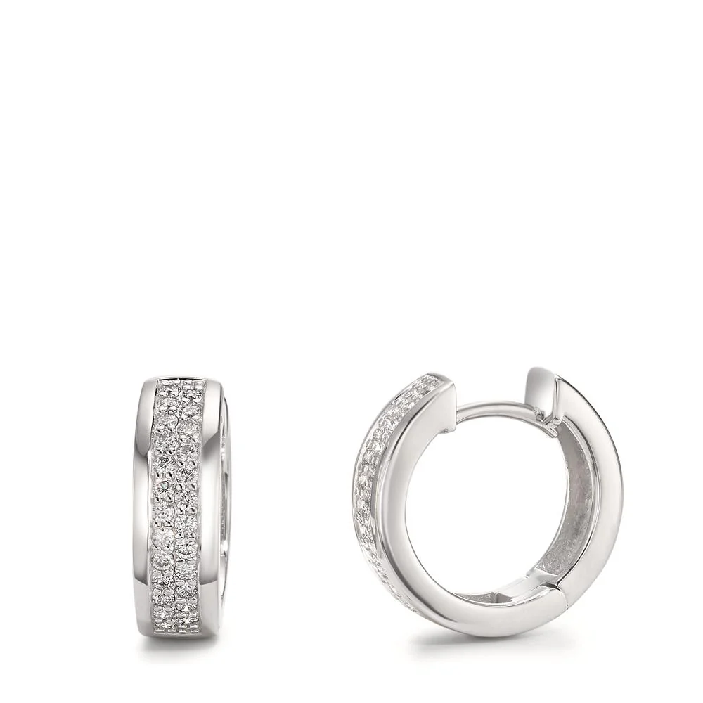 Orecchini circolari Oro bianco 750/18 carati Diamante bianco, 0.50 ct, 50 pietra, [Brillant], w-si