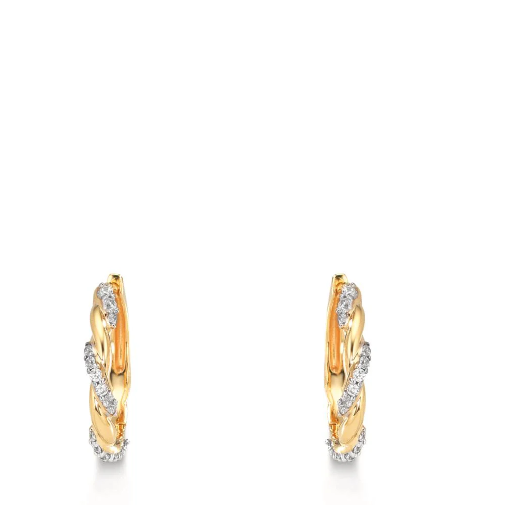 Orecchini circolari Oro giallo 375/9K Zirconia 30 pietra - Image 2