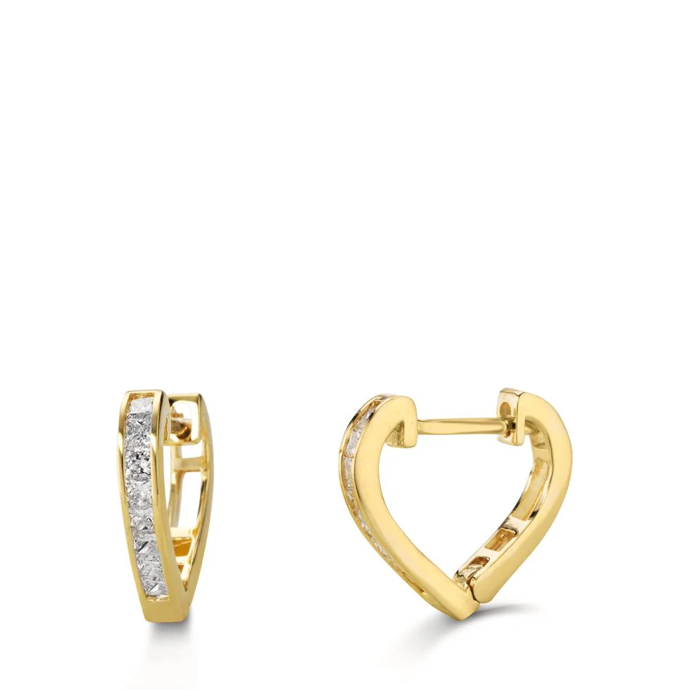 Orecchini circolari Oro giallo 585/14 kt Laboratorio di diamanti coltivato 0.40 ct, 16 pietra, tw-vsi Cuore