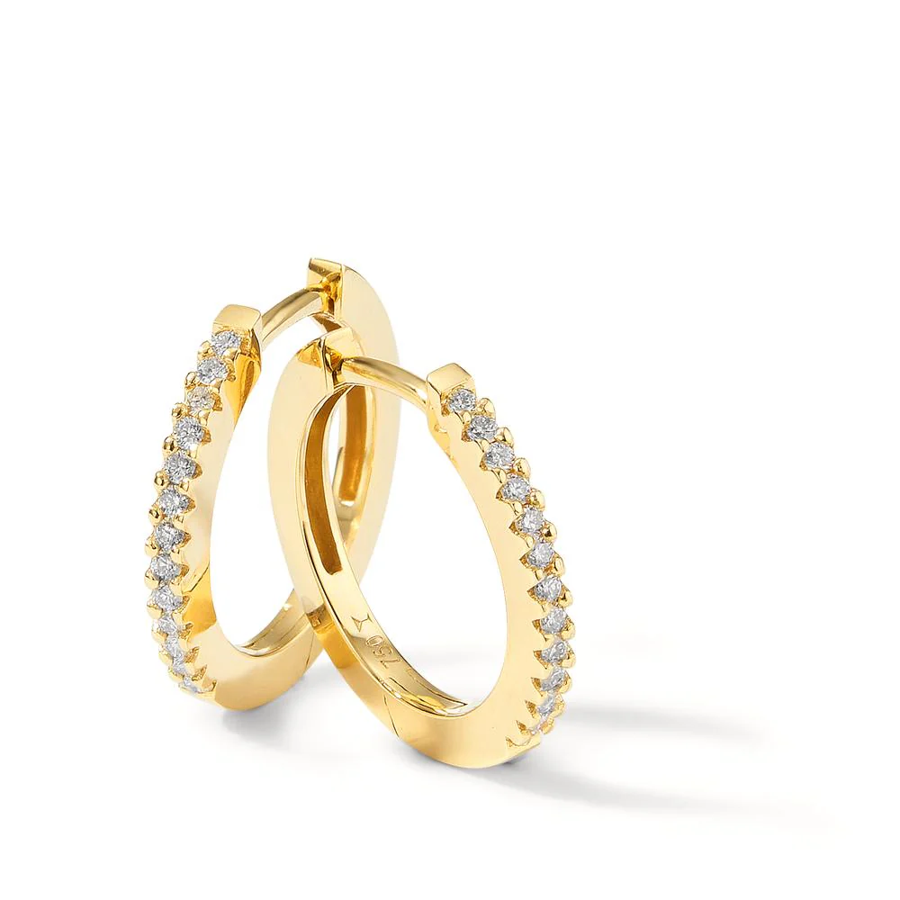 Orecchini circolari Oro giallo 750/18 carati Diamante 0.125 ct, 26 pietra, w-si - Image 3
