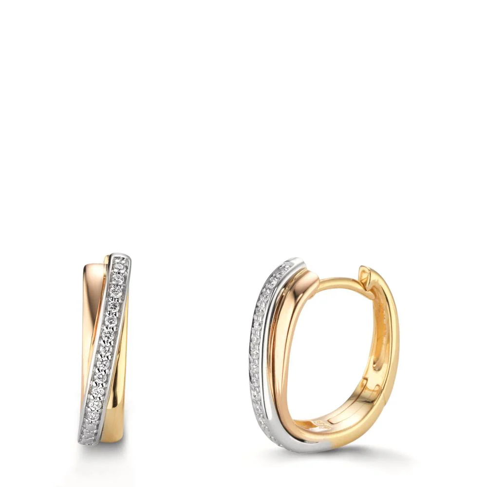 Orecchini circolari Oro giallo 750/18 carati, , Oro rosso 750/18 carati Diamante 0.09 ct, w-si