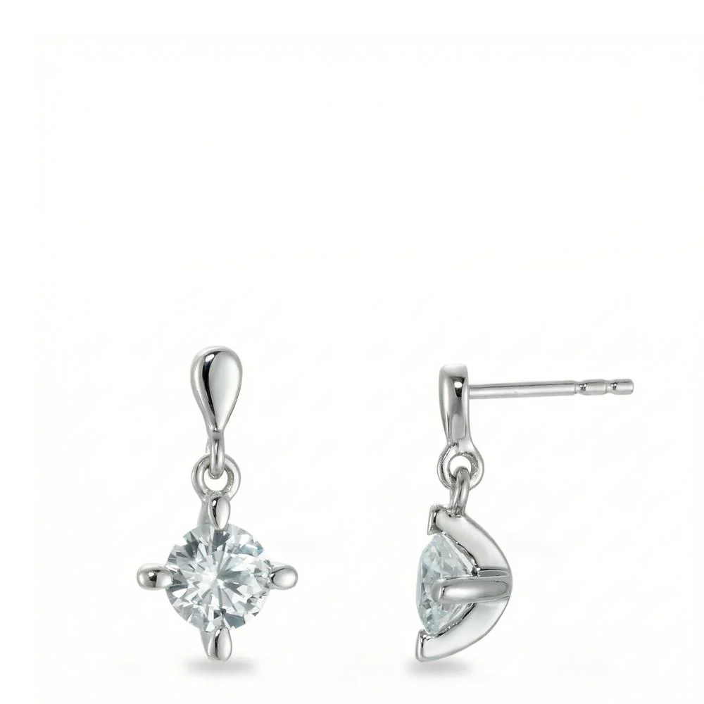 Orecchini Oro bianco 375/9K Zirconia 2 pietra