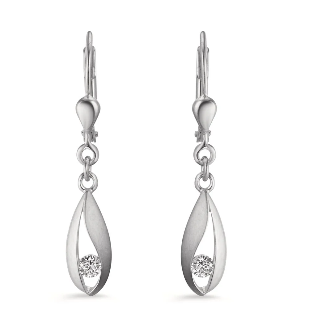 Orecchini Oro bianco 375/9K Zirconia 2 pietra - Image 2