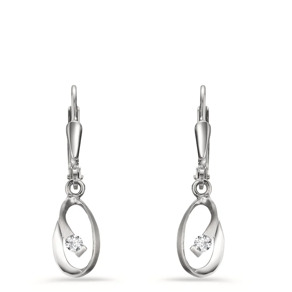 Orecchini Oro bianco 375/9K Zirconia 2 pietra - Image 2