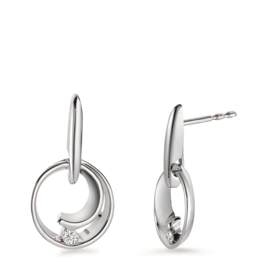 Orecchini Oro bianco 750/18 carati Diamante bianco, 0.05 ct, 2 pietra, [Brillant], w-si