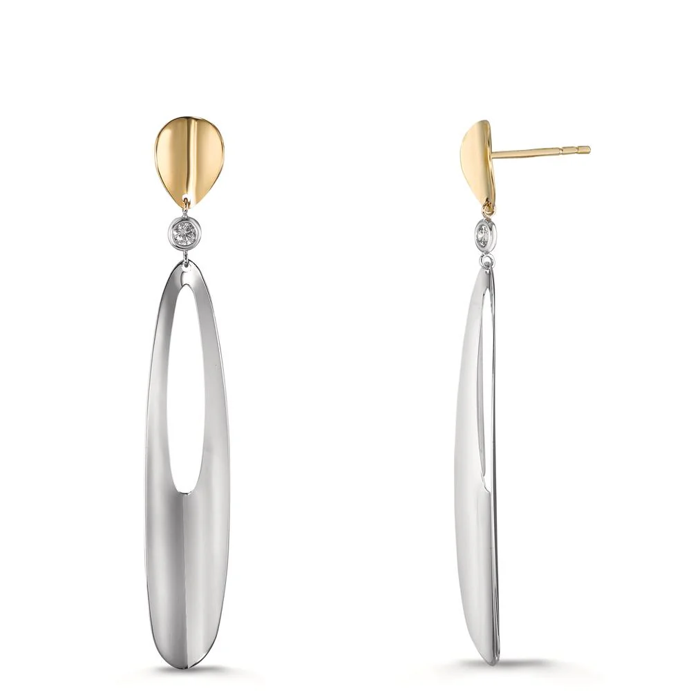 Orecchini Oro bianco 750/18 carati, Oro giallo 750/18 carati Zirconia 2 pietra
