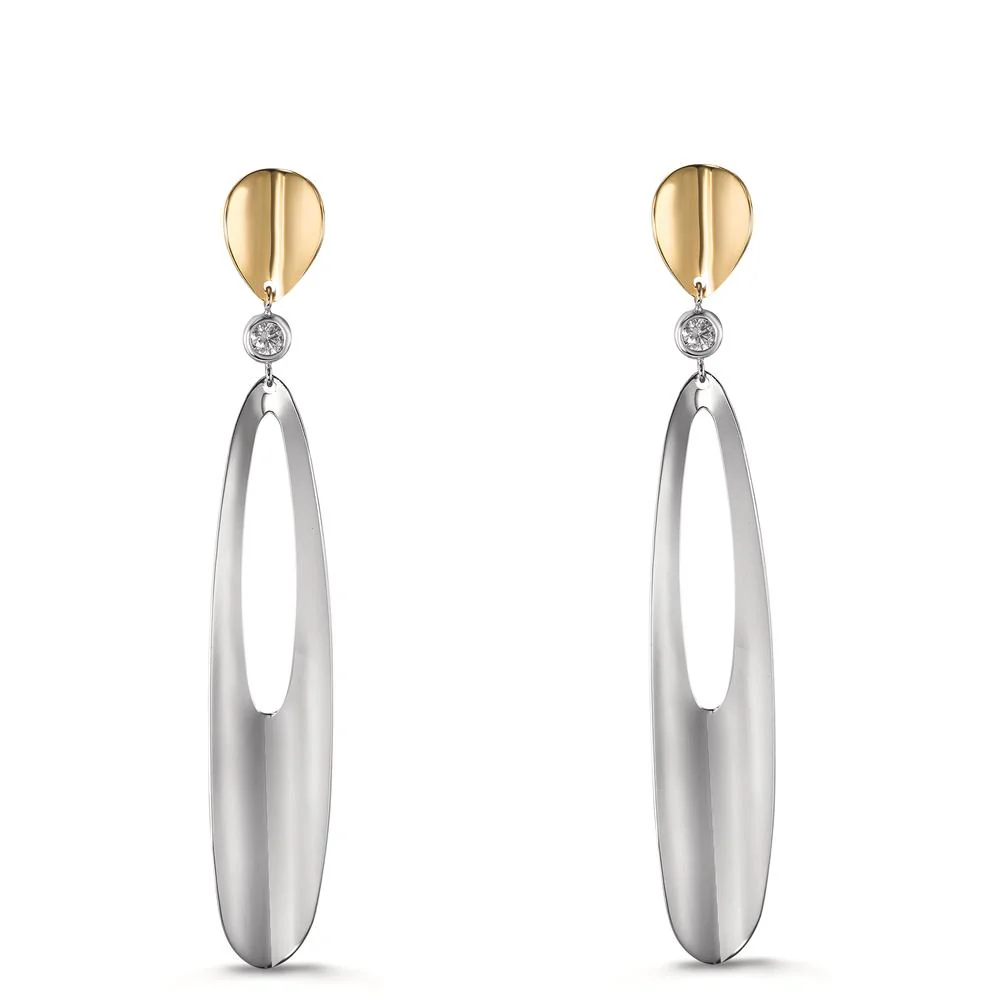 Orecchini Oro bianco 750/18 carati, Oro giallo 750/18 carati Zirconia 2 pietra - Image 3
