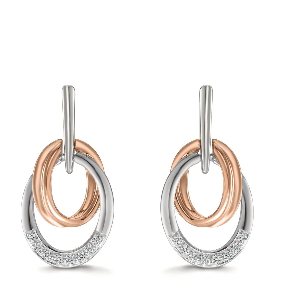 Orecchini Oro bianco 750/18 carati, Oro rosso 750/18 carati Diamante 0.08 ct, 16 pietra, w-si - Image 2