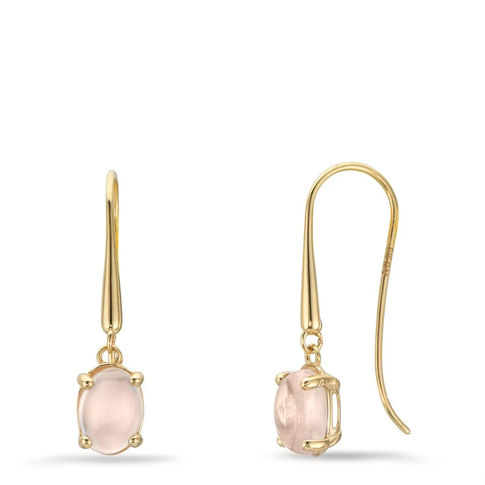 Orecchini Oro giallo 375/9K Quarzo rosa, 2 pietra