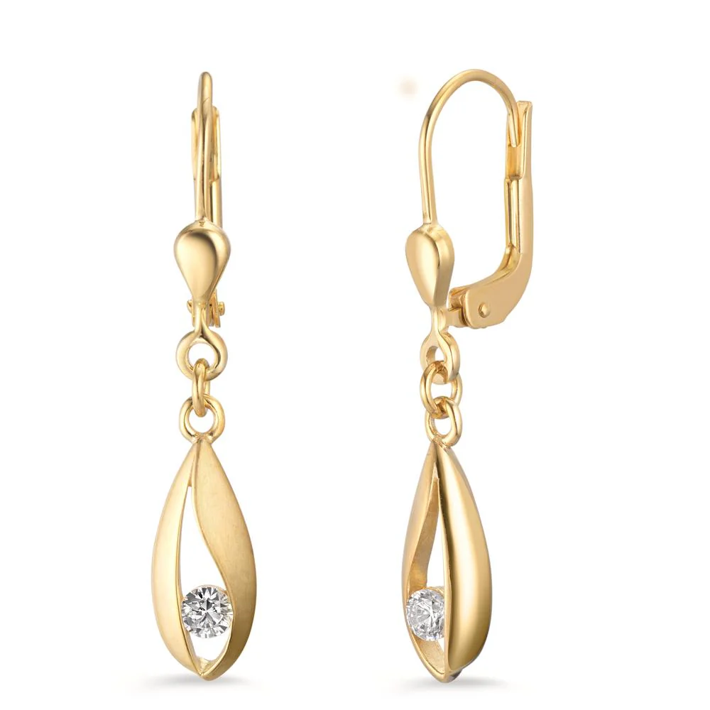 Orecchini Oro giallo 375/9K Zirconia 2 pietra